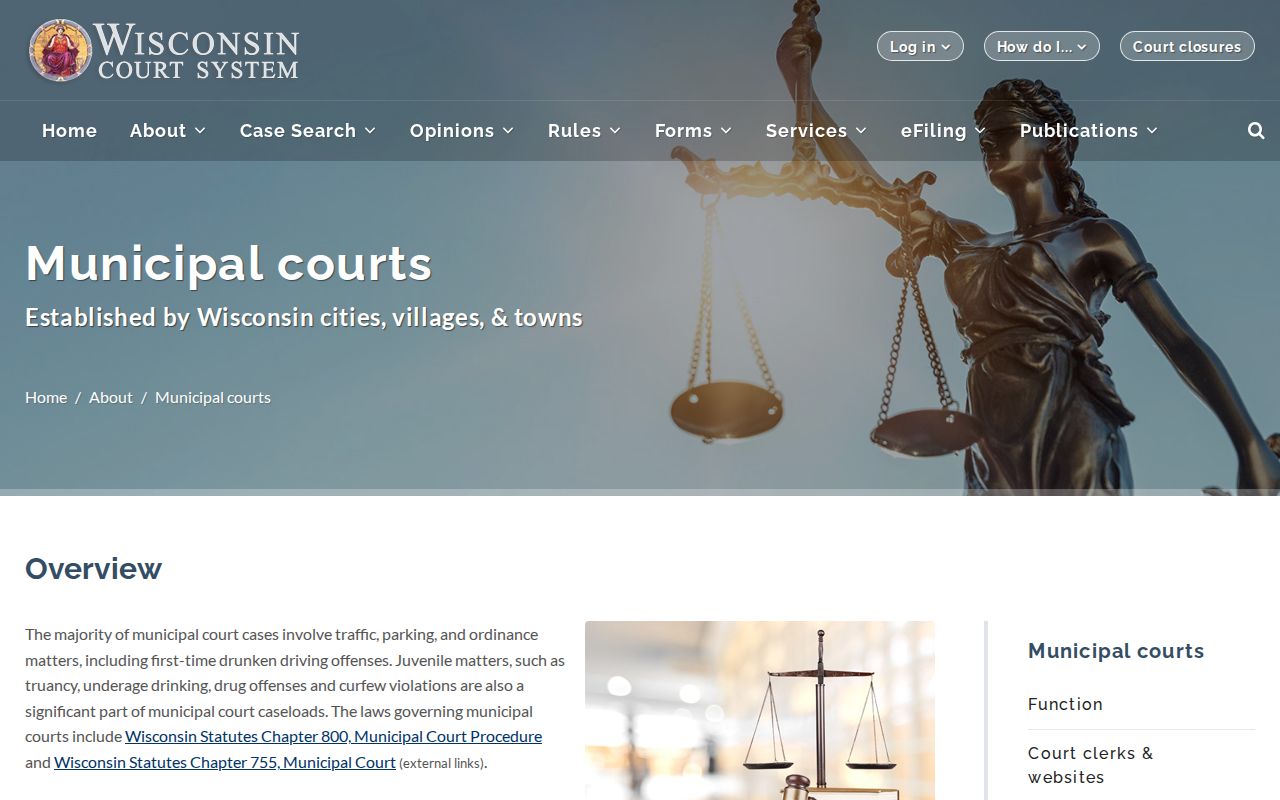 Vilas County civil court docket and Wisconsin municipal court boundary